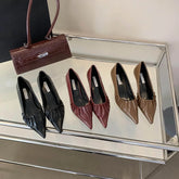 LBSFY  -  Pointed Toe Women Pumps Fashion Shallow Slip On Thin Mid Heels Black Brown Red Sexy Office Party Pumps Dress Shoes Woman Size 39